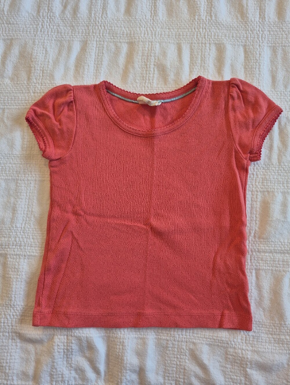 Mini Boden girls 3-4 years pointelle coral shirt sleeve shirt GUC for fade
